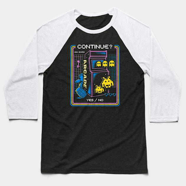 Retro Arcade Gaming Baseball T-Shirt by logozaste